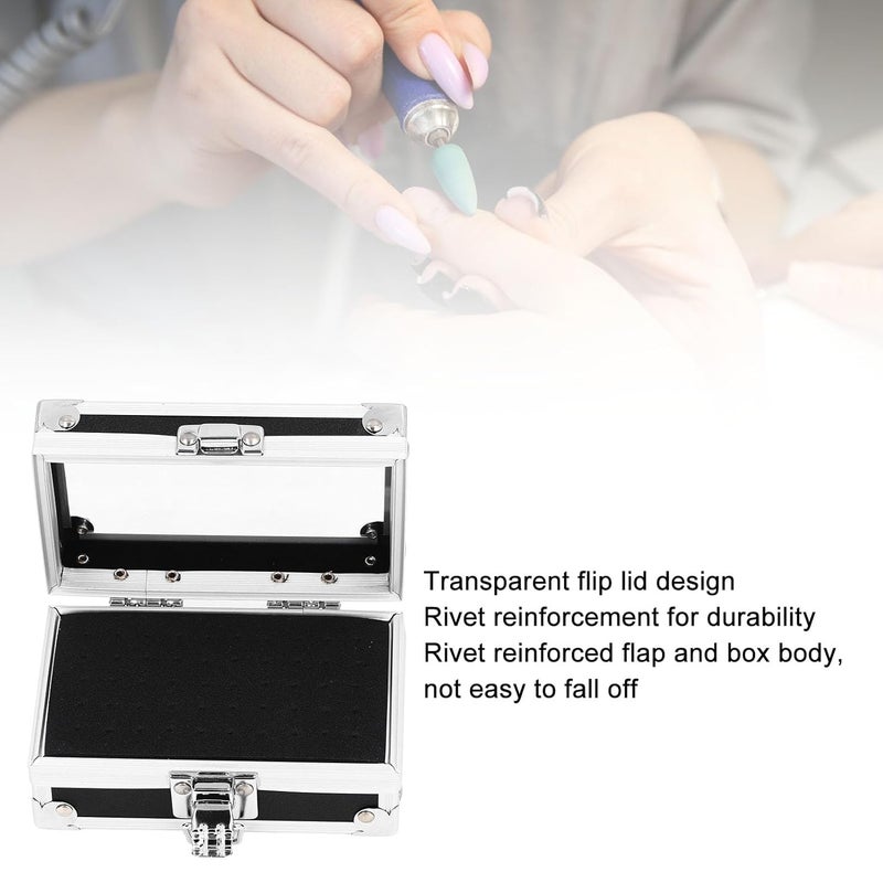 Pomya Nail Drill Bit Holder Storage Box, Multi Hole Nail Drill Bits Stand Displayer with Transparent Cover, Nail Bits Organizers Container (Black) - Image 3